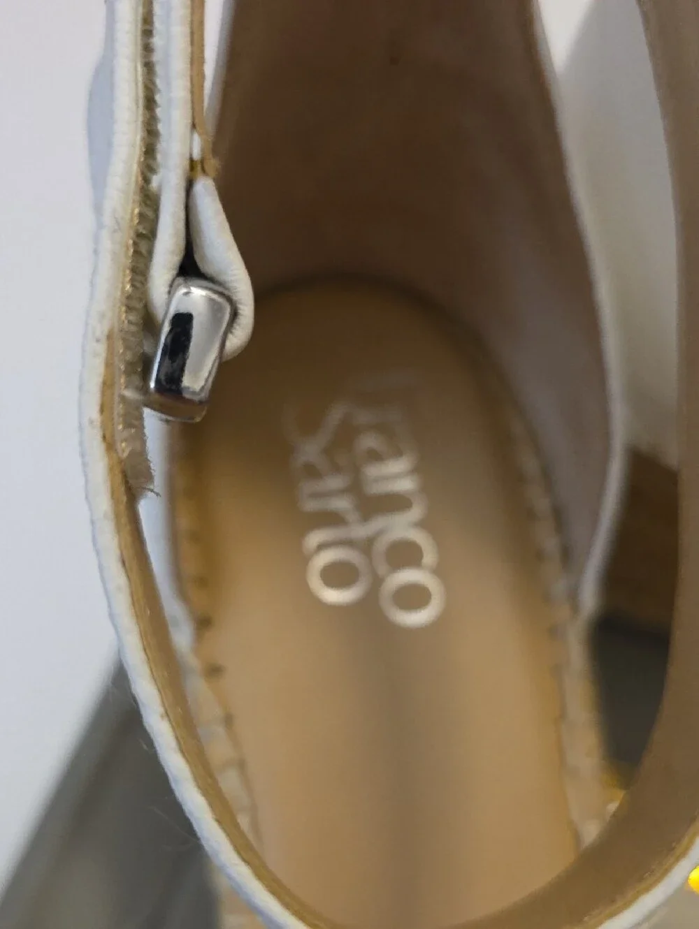 Franco Sarto White Leather Espadrille Wedge Sandals